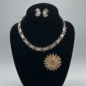 LISNER‎ Vintage Rhinestone Necklace & Earrings Set #162